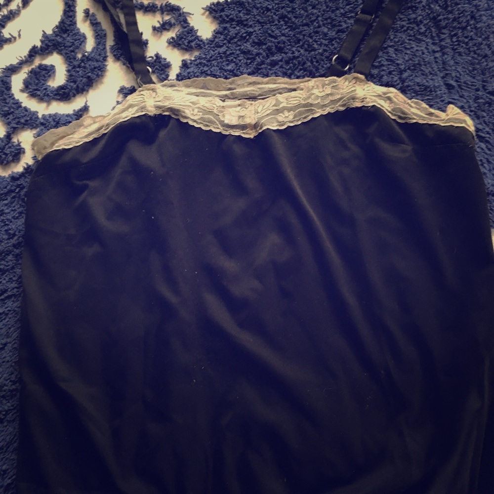 Black satin w/ cream lace cami