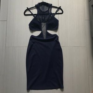 Blue Midi Dress with Cut outs