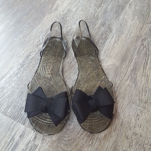 Jelly peeptoe flats with bow 9