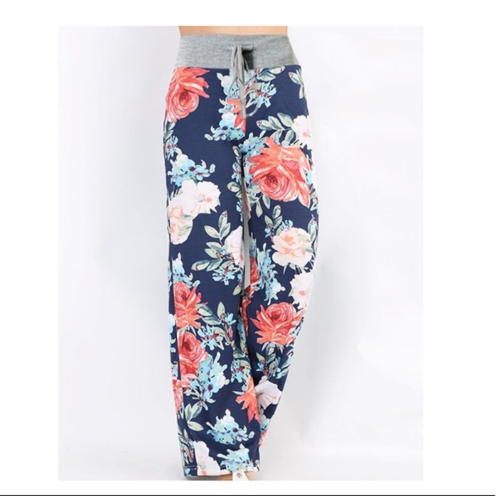Floral Print High Waist Wide Leg Pant