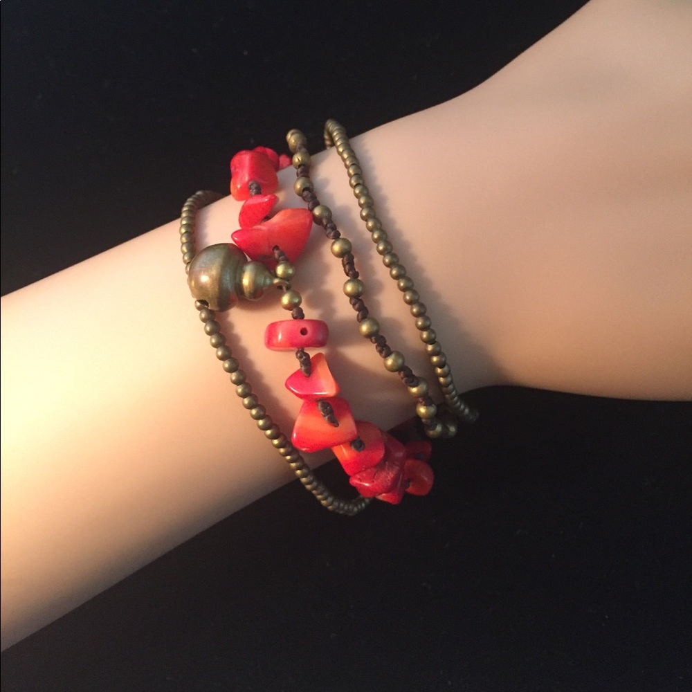 Coral and JINGLEBell  Bracelet