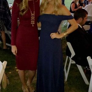 Lulus Off shoulder navy blue maxi dress!