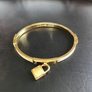 Mk lock charm bangle bracelet