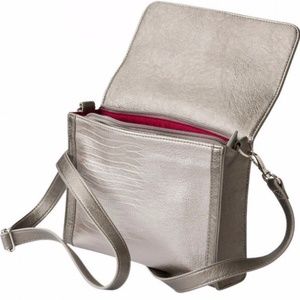 Silver Hip Bag - All the Bling! Hot Pink interior.