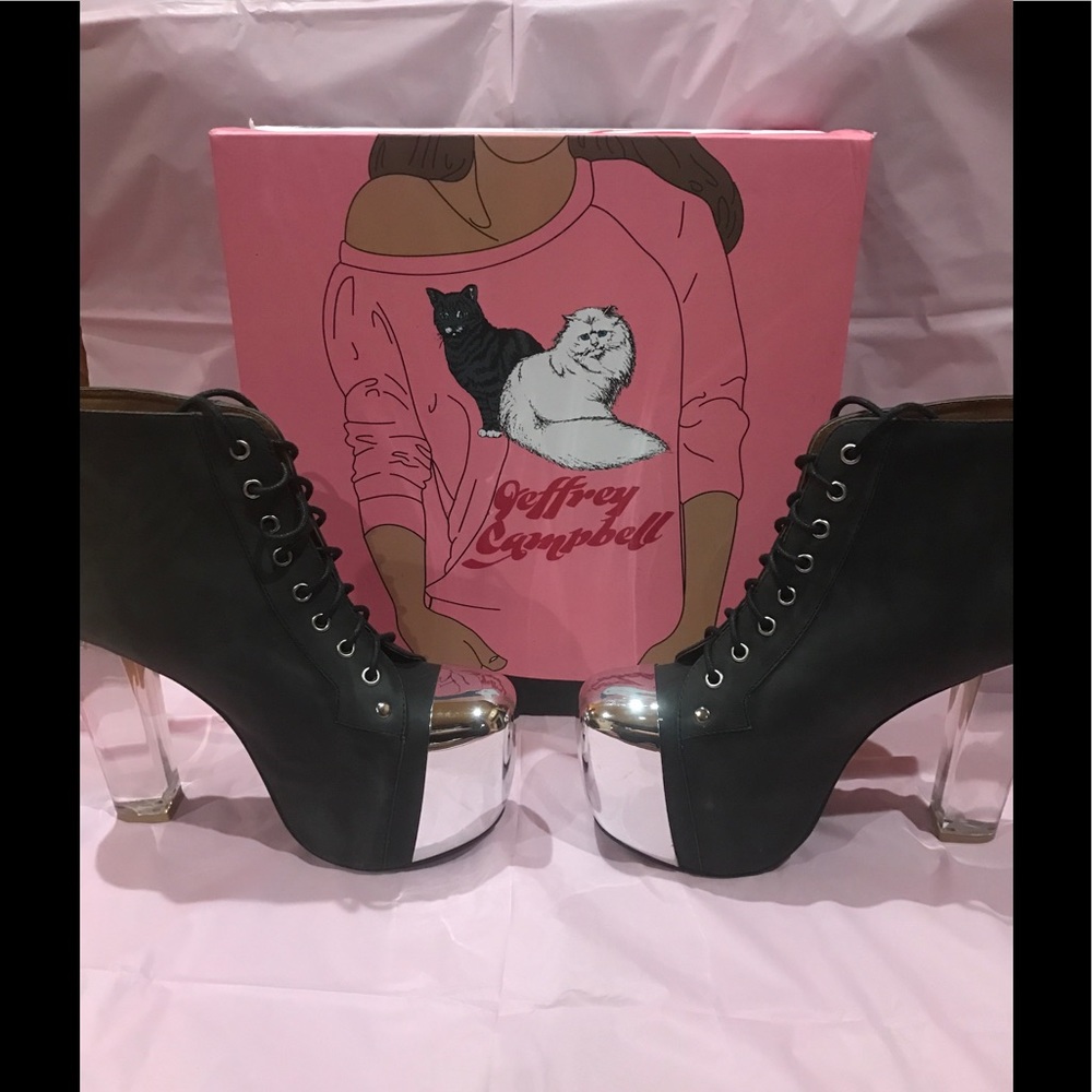 Size 7.5 Jeffrey Campbell with mirrored toe/lights