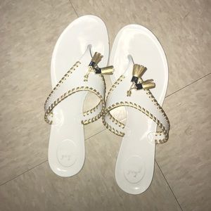 White and Gold Jelly Jack Rogers