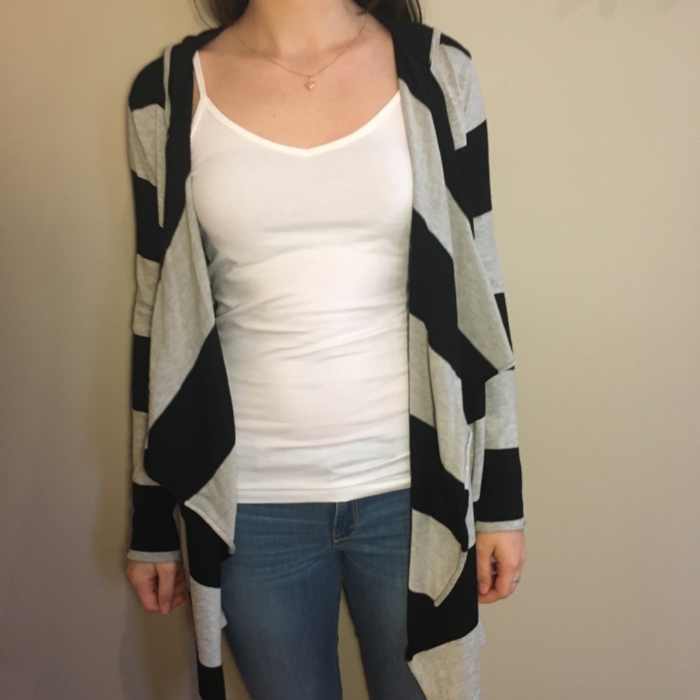 Striped hooded cardigan