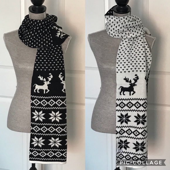 Accessories - Reversible black and white scarf