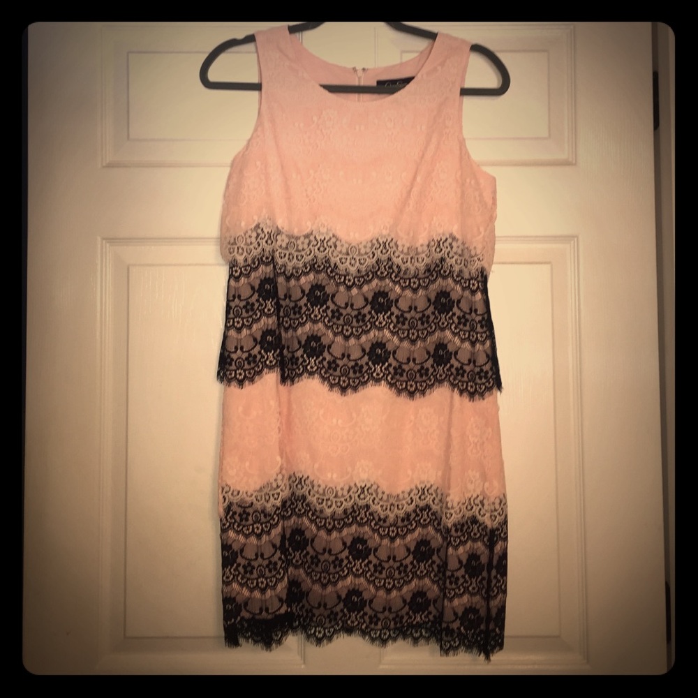 Jessica Simpson Pink & Black lace dress