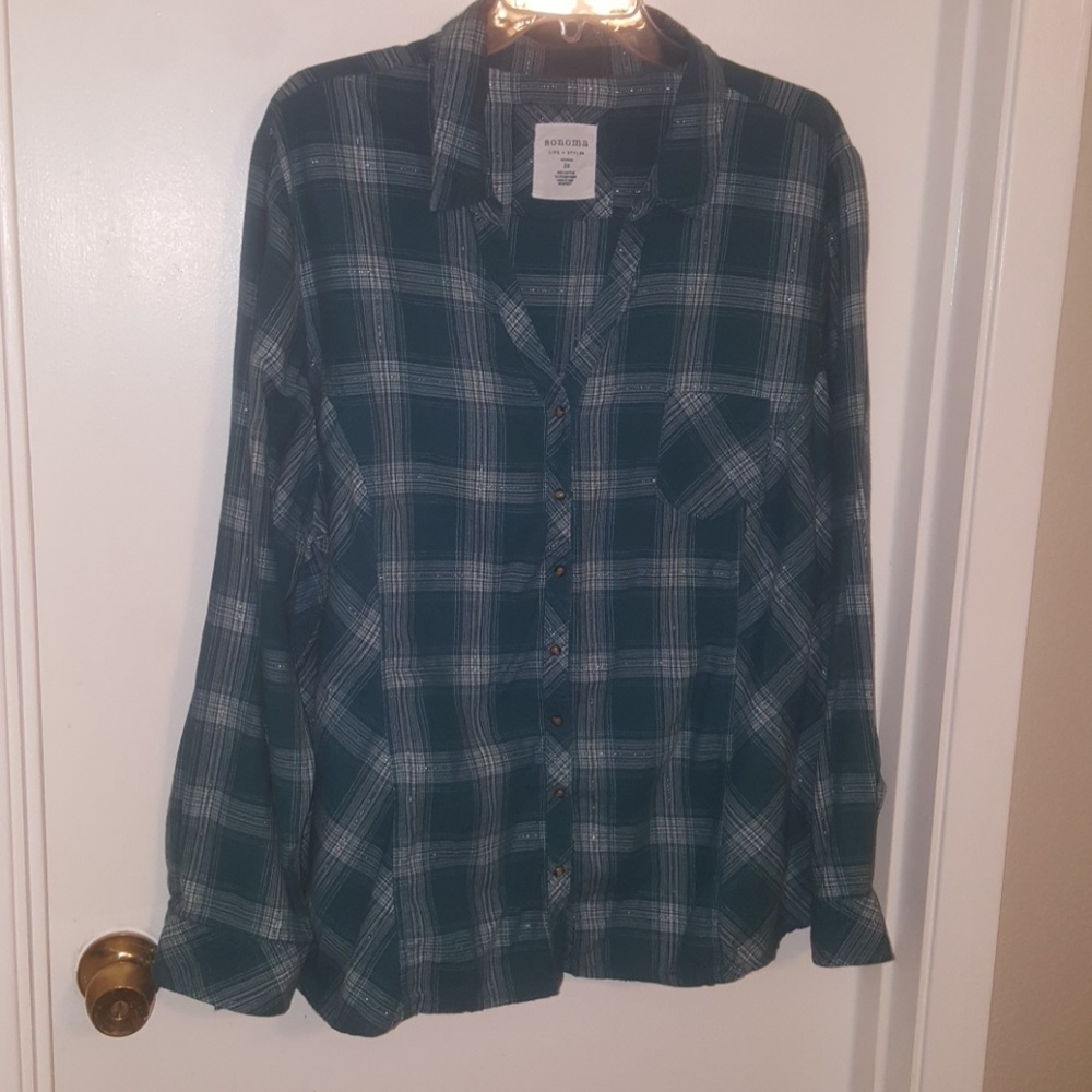 Sonoma 3x Teal Silver Metallic Western Shirt