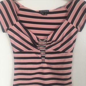 XOXO Rhinestone Sexy Striped Top