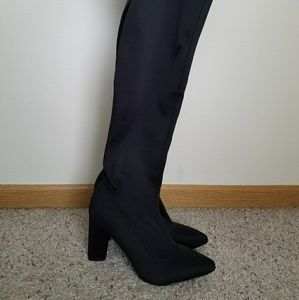 Missguided Size 10 Black Thigh High Heeled Boots