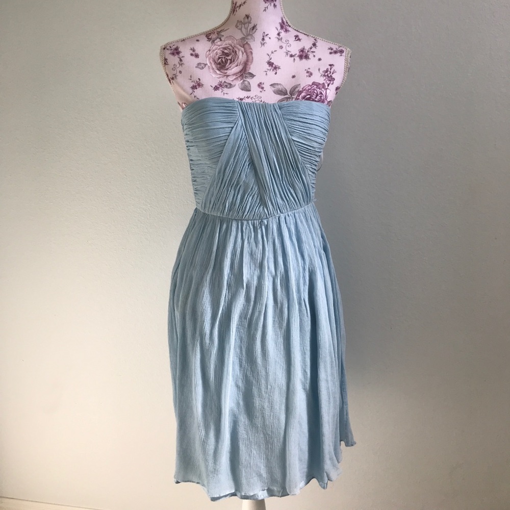 Baby Blue Strapless Bridesmaid Dress