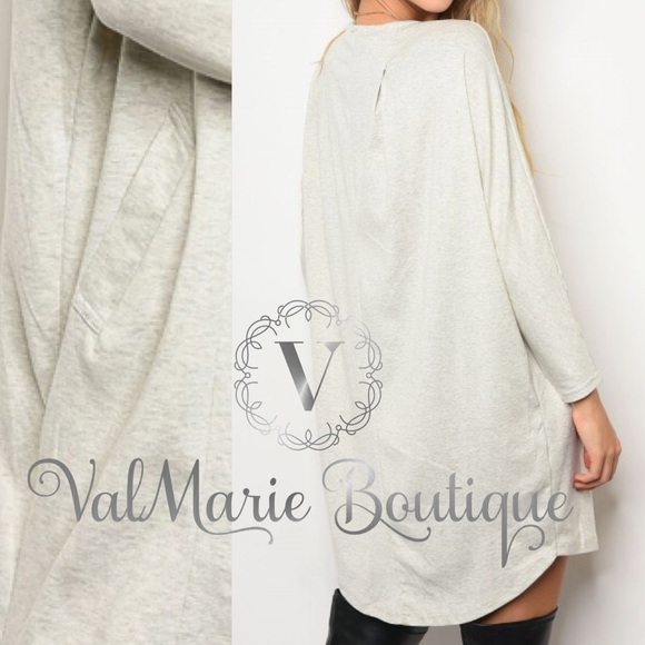 Creamy Grey Pocket Jersey Dress - Picture 2 of 2