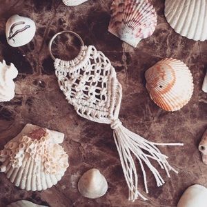 White Macrame Keychain