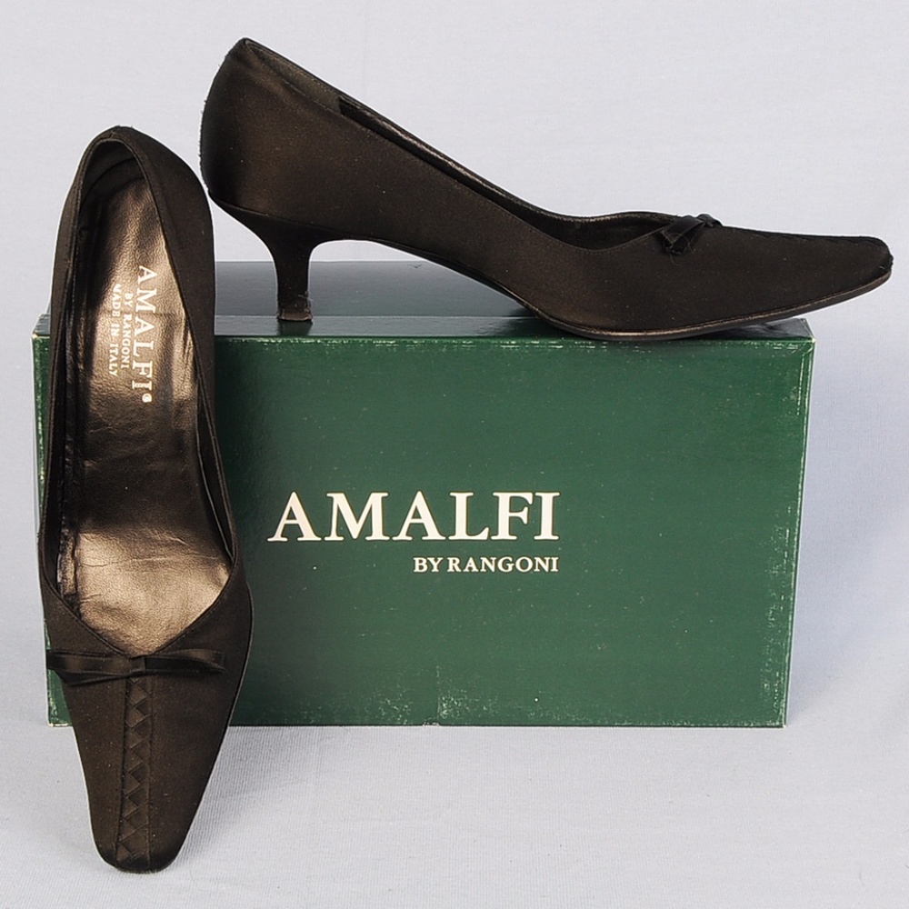 Amalfi black satin evening pumps