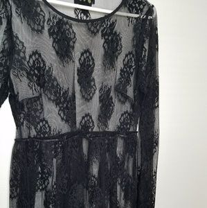 Forever 21 Plus 1X Black Lace Pullover Dress