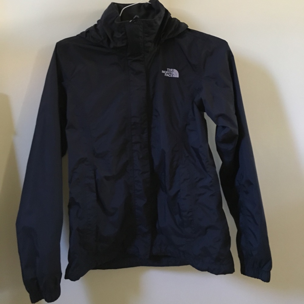 Black north face rain jacket
