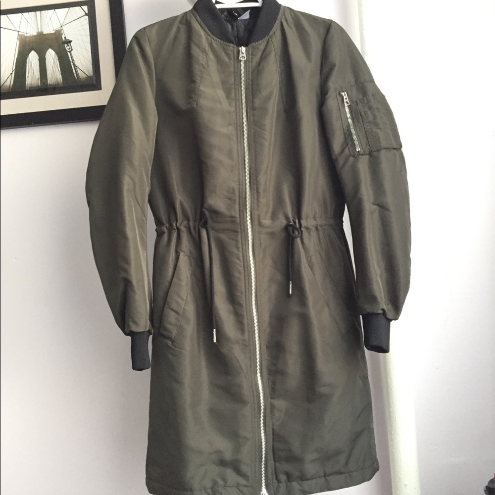 Brand new long bomber jacket!