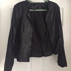 Aqua Leather Mesh Peplum jacket