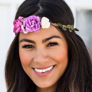 Festival floral headband purple pink