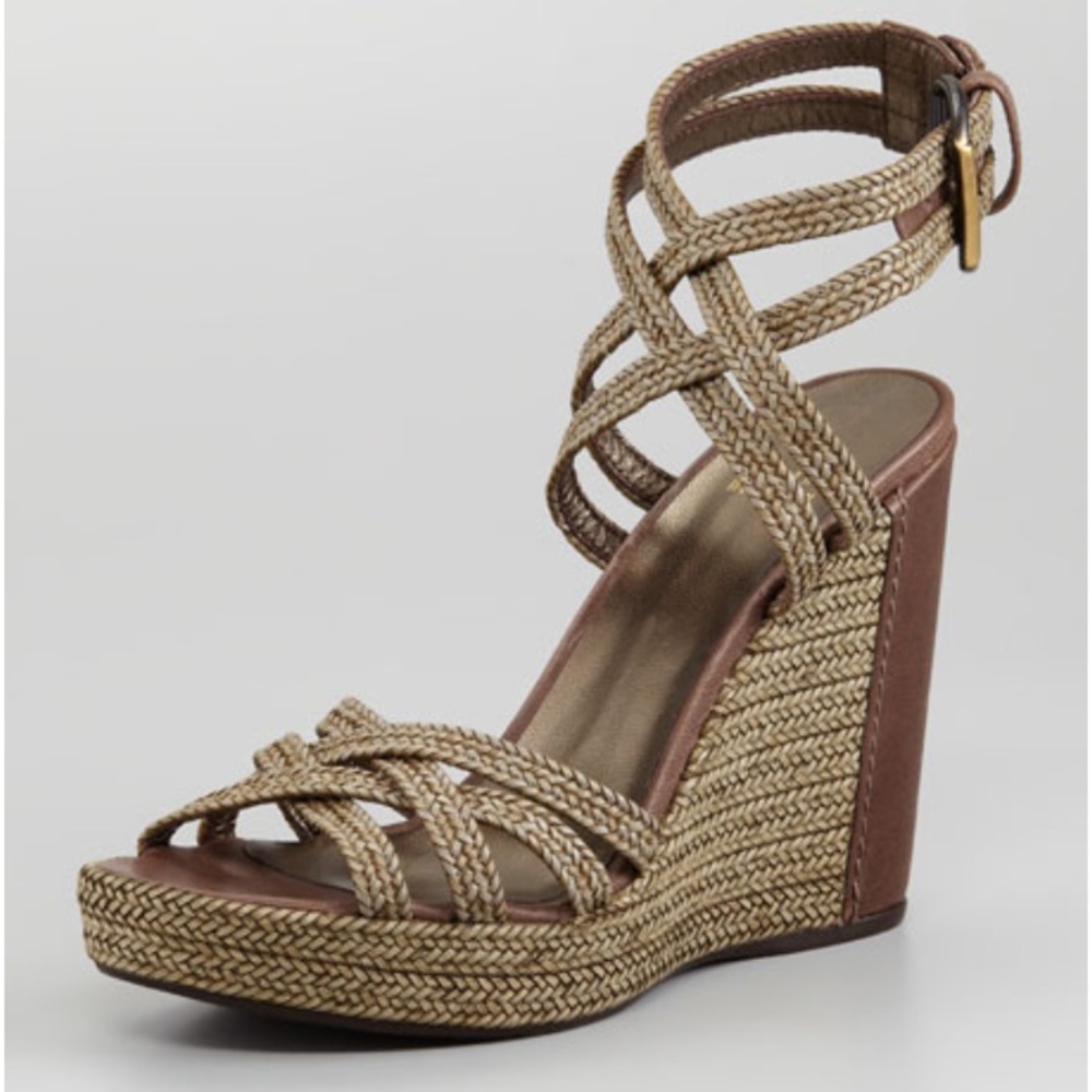 Reins Braided Leather Crisscross Wedge Sandal - Picture 1 of 5