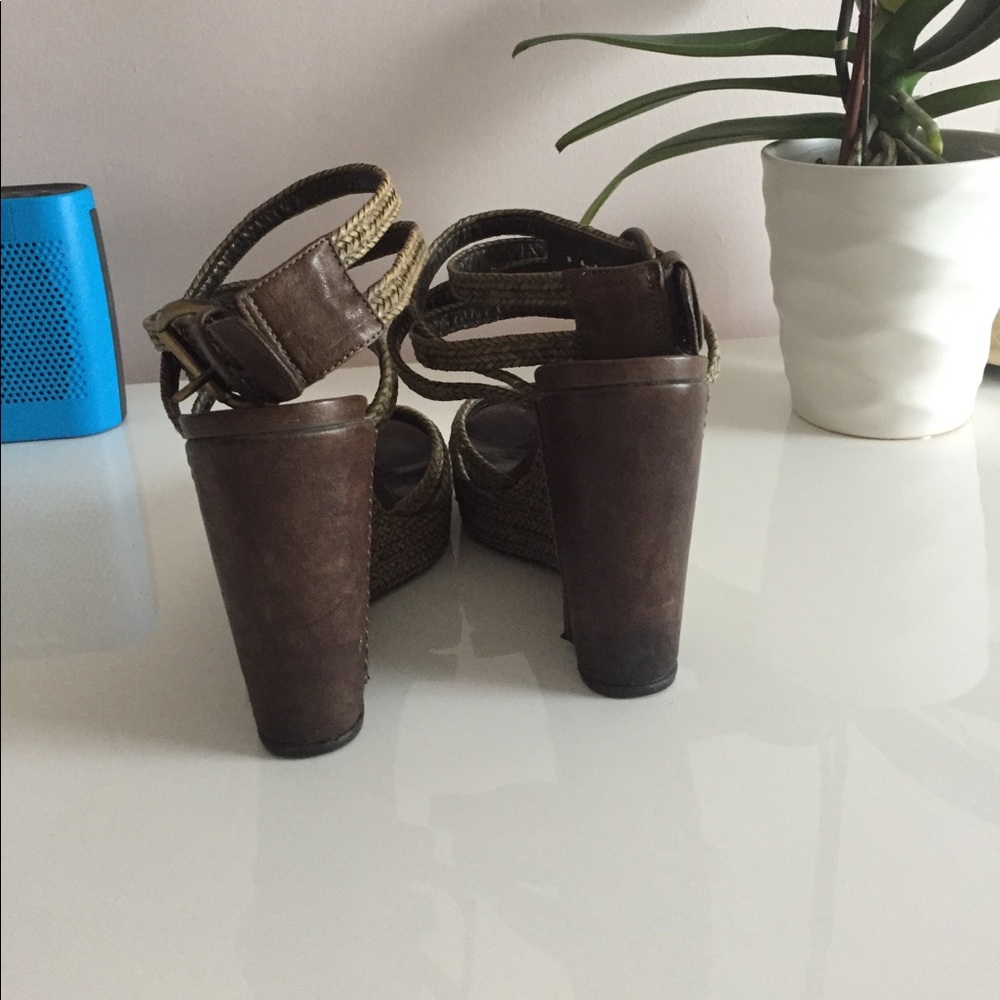 Reins Braided Leather Crisscross Wedge Sandal - Picture 4 of 5