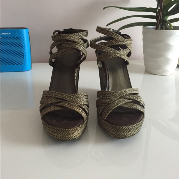 Reins Braided Leather Crisscross Wedge Sandal - Picture 2 of 5