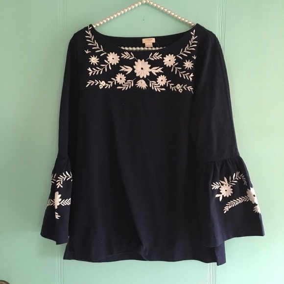 J.Crew navy embroidered top - Picture 5 of 7