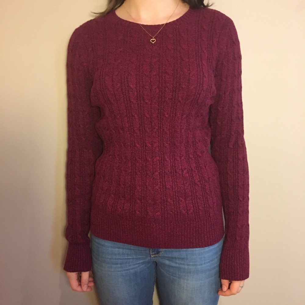 Red purple cable knit sweater