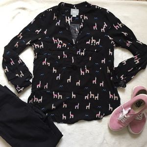 NWT Anthropologie Llama Print Top