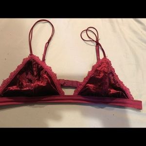 Burgundy and lace velvet bralette
