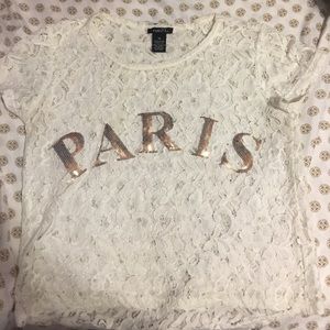 Rue 21 Paris white lace crop top