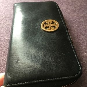 Black Tory Burch Zip Around Wallet