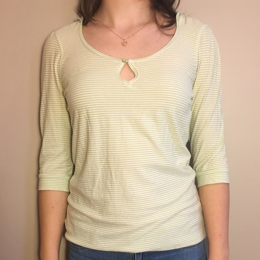Green striped hooded shirt