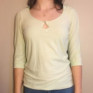 Green striped hooded shirt