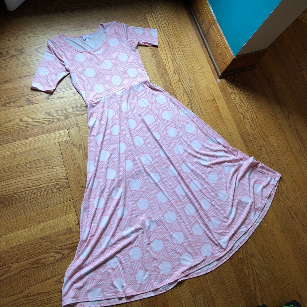 Lularoe Ana dress XL coral and pink. Unicorn!