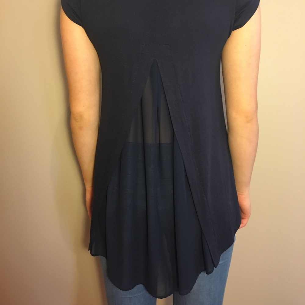 Navy sheer back top
