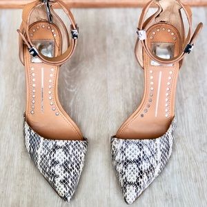 Dolce Vita Snakeskin Asymmetrical Heels