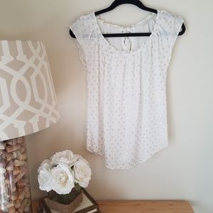 LC Lauren Conrad White and Gold Blouse