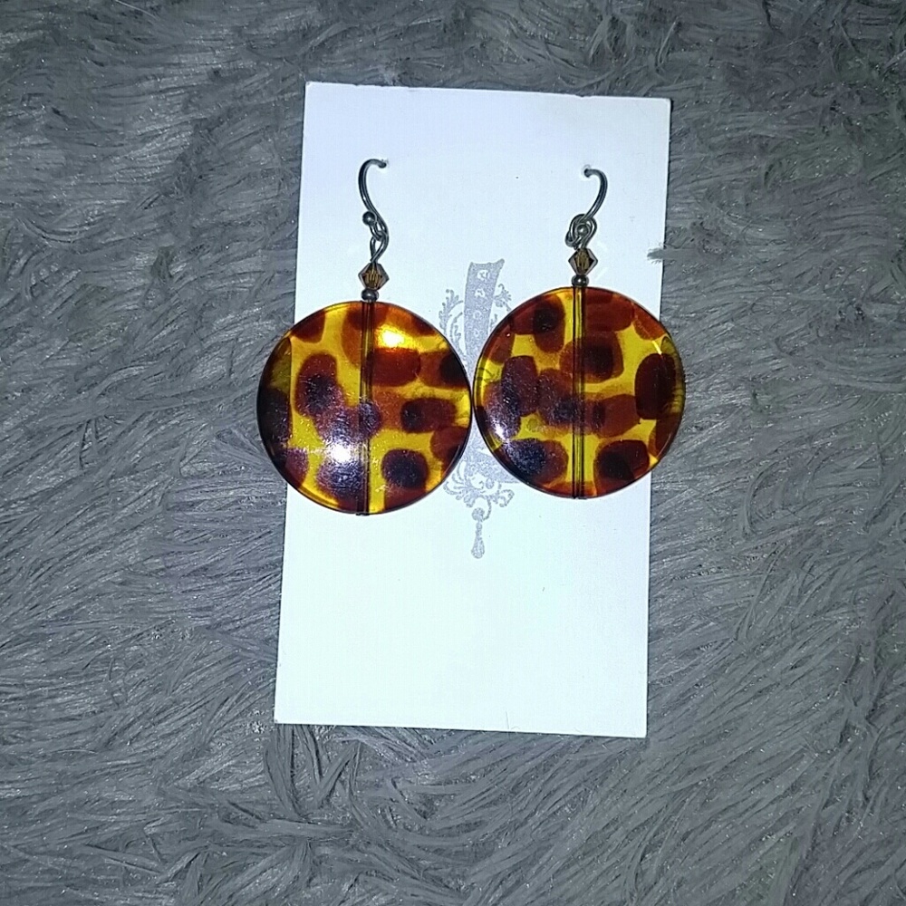 Boutique Cheetah Print Disk Earrings