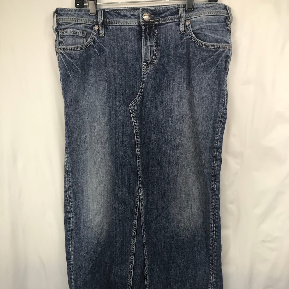 Silver Jeans Adele Long Modest Denim Skirt W 31