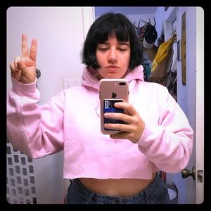 Pastel Pink Hoodie Crop Top!✨🌸