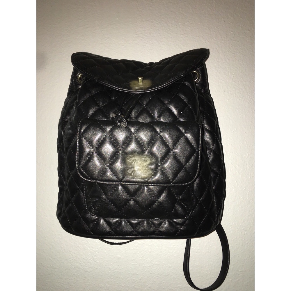 Black backpack quilted Gold Hardware