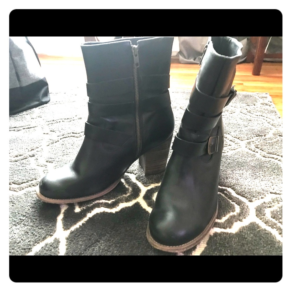 Fitzell leather moto-inspired bootie