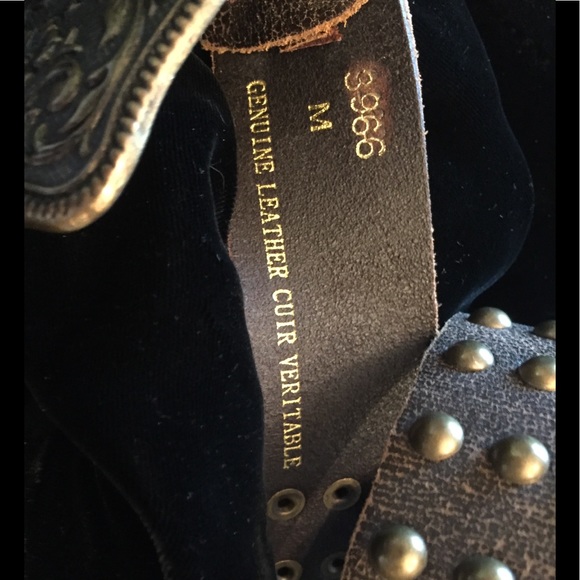 Gifted not for sale!  Leather Brass Buckle Belt - Picture 4 of 5