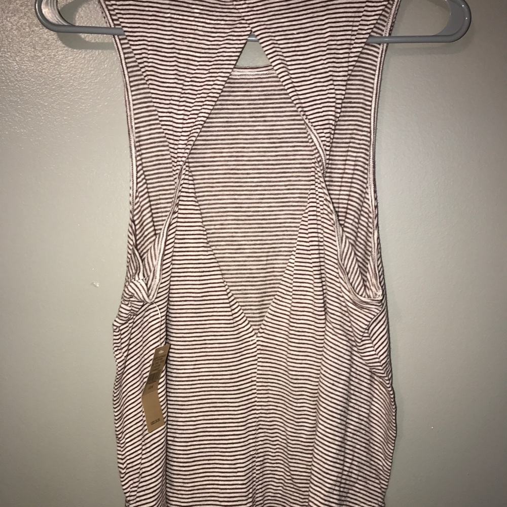 American Eagle White and red striped tank top