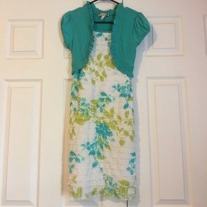 A blue and green dress