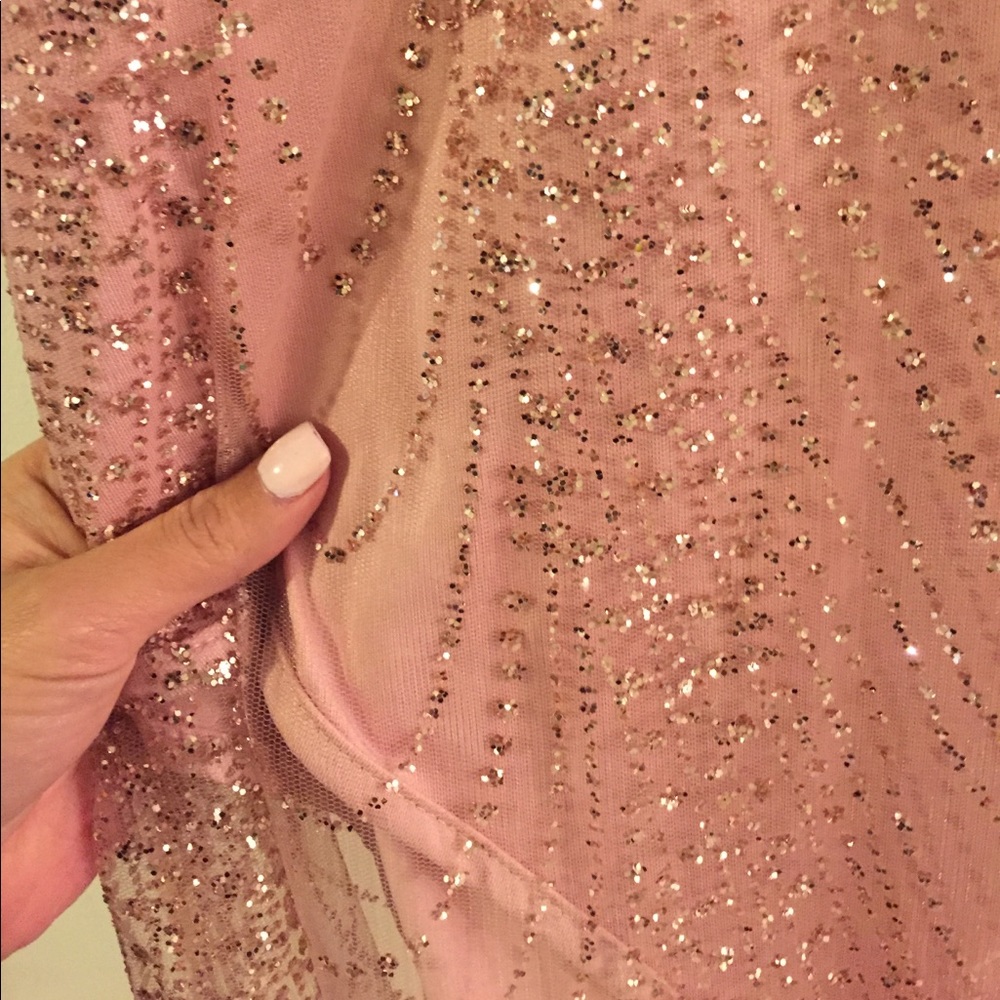 ONE LEFT! Pink Glitter Bodysuit Dress - Picture 8 of 8