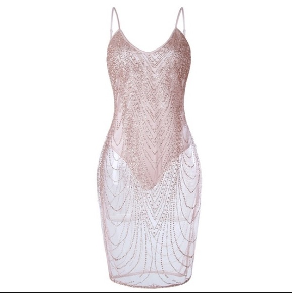 ONE LEFT! Pink Glitter Bodysuit Dress - Picture 4 of 8